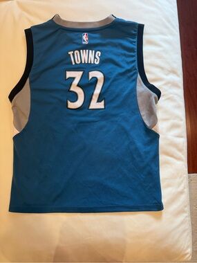 NBA Karl-Anthony Towns #32 Teal and Gray Youth Basketball Jersey
